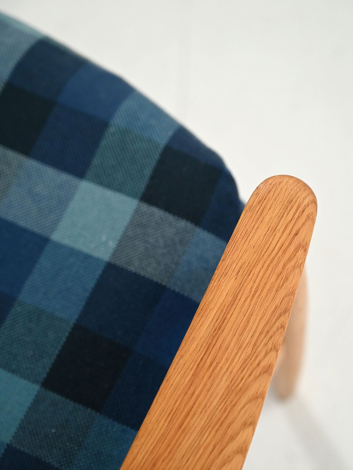 photo for sale Scandinavian Armchair In Oak And Blue Wool