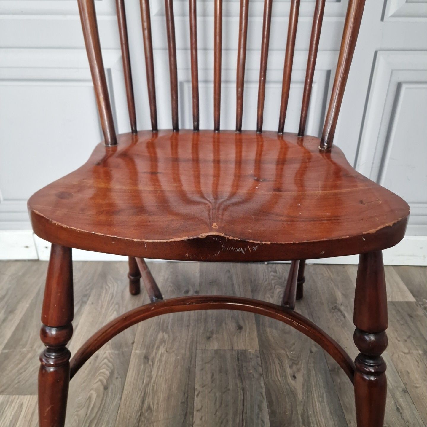 Antique Windsor Chair Turned Spindle Crinoline Stretcher Stick Hoop Back photo vinterior