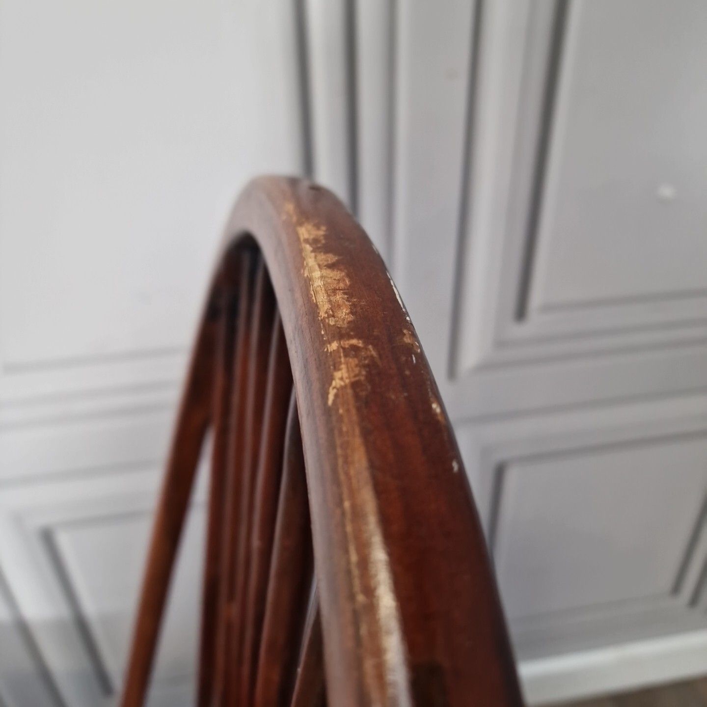 140.0 Antique Windsor Chair Turned Spindle Crinoline Stretcher Stick Hoop Back photo