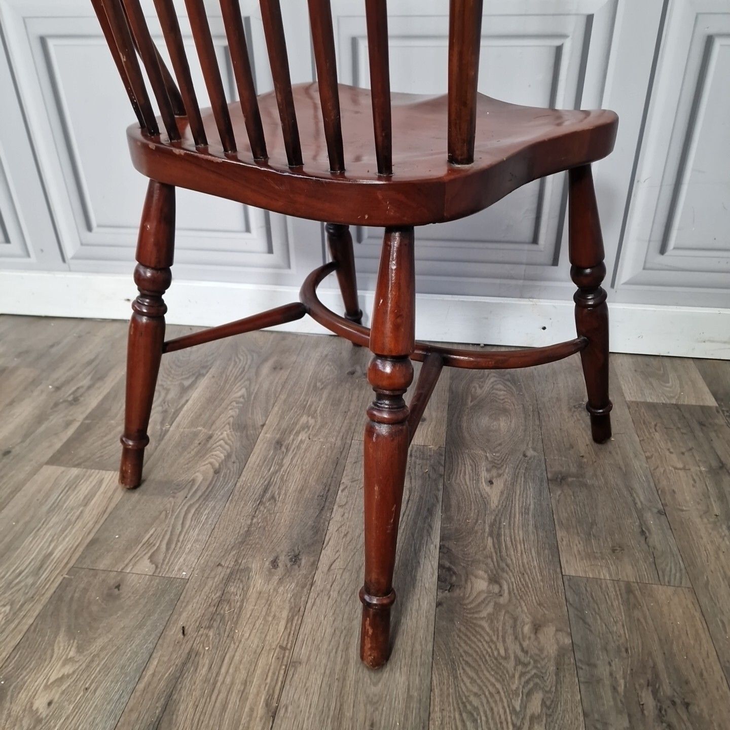 photo buy Antique Windsor Chair Turned Spindle Crinoline Stretcher Stick Hoop Back