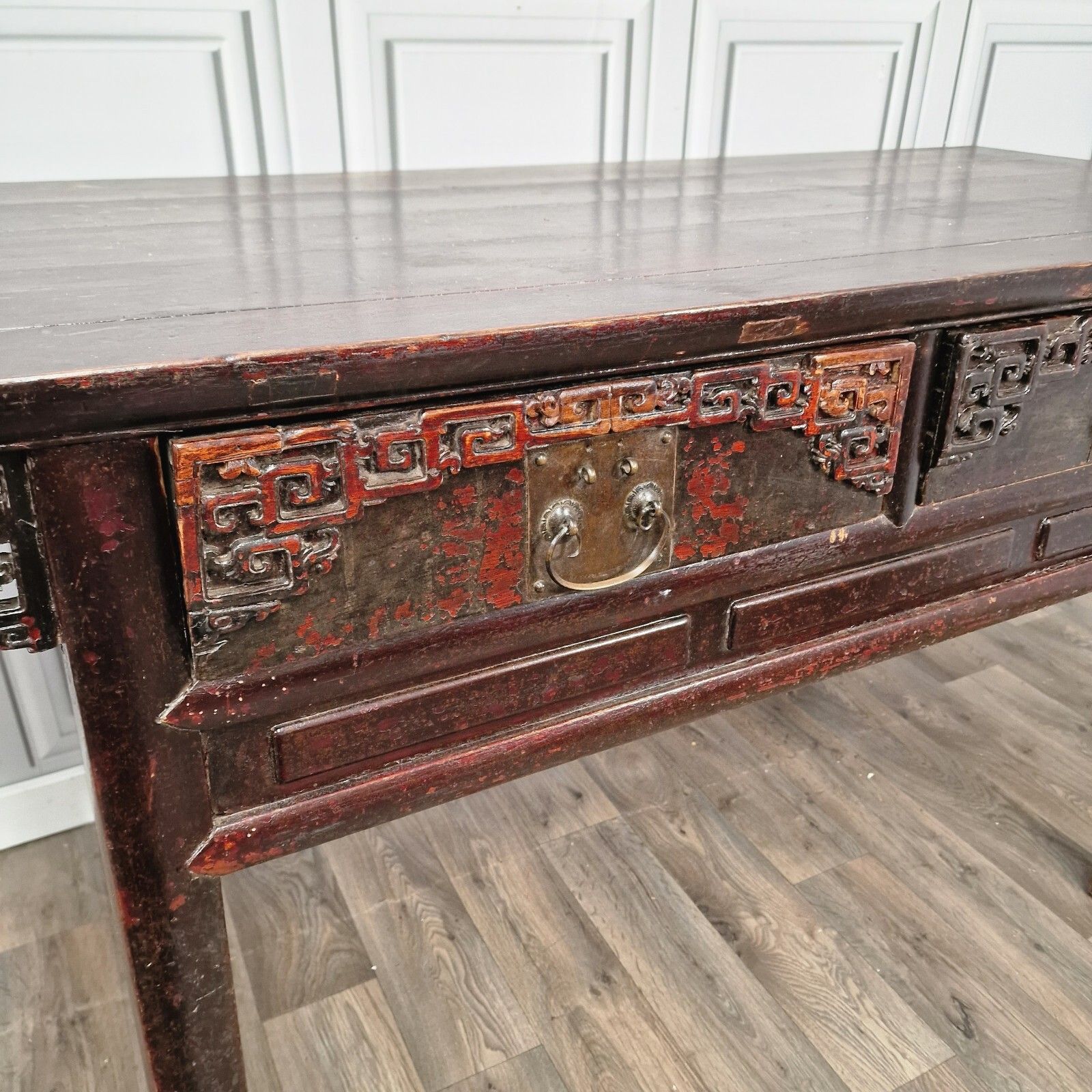 Oriental Antique Altar Table 19th Century Solid Wooden Chinese  Bench Carved photo Furniture