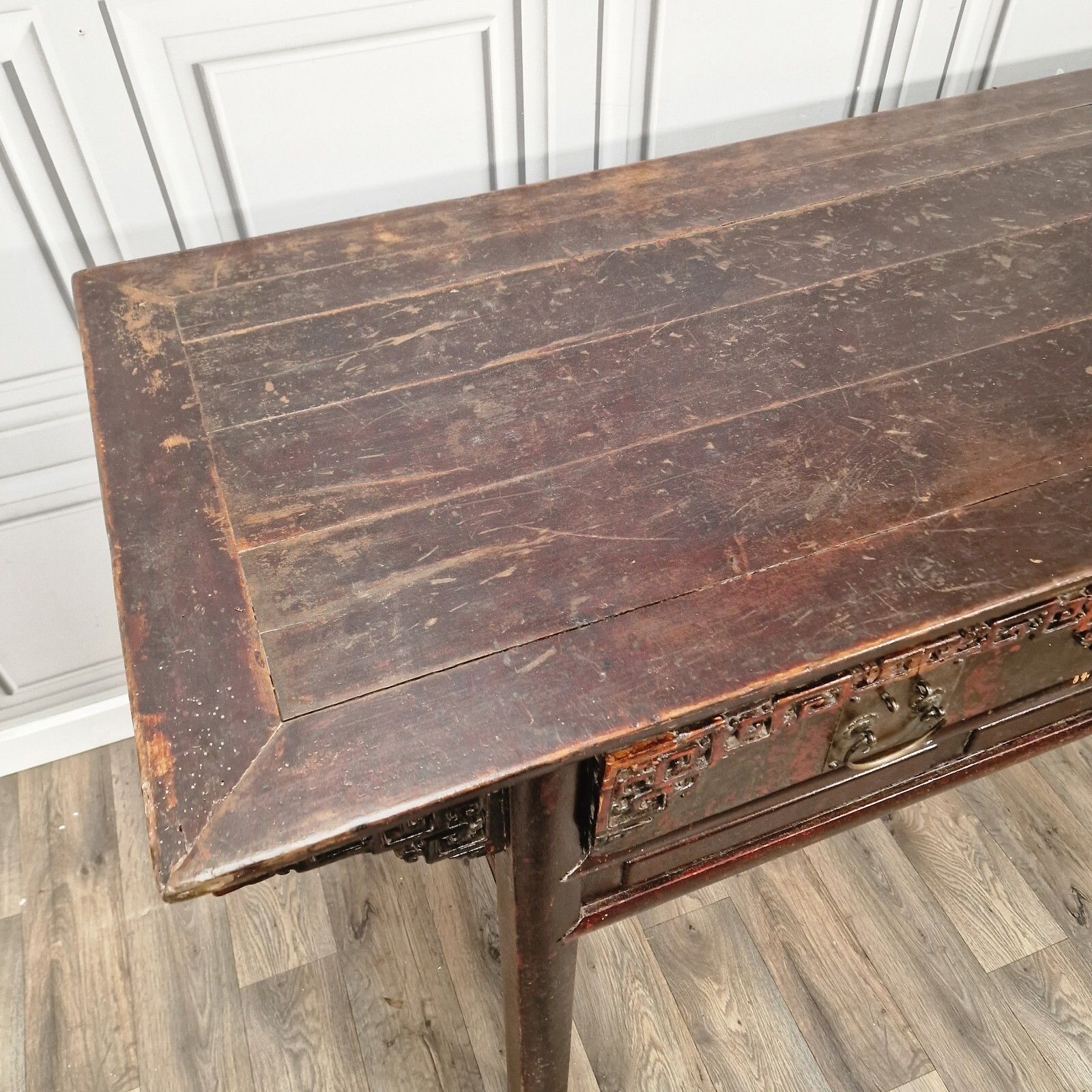 photo furniture Oriental Antique Altar Table 19th Century Solid Wooden Chinese  Bench Carved