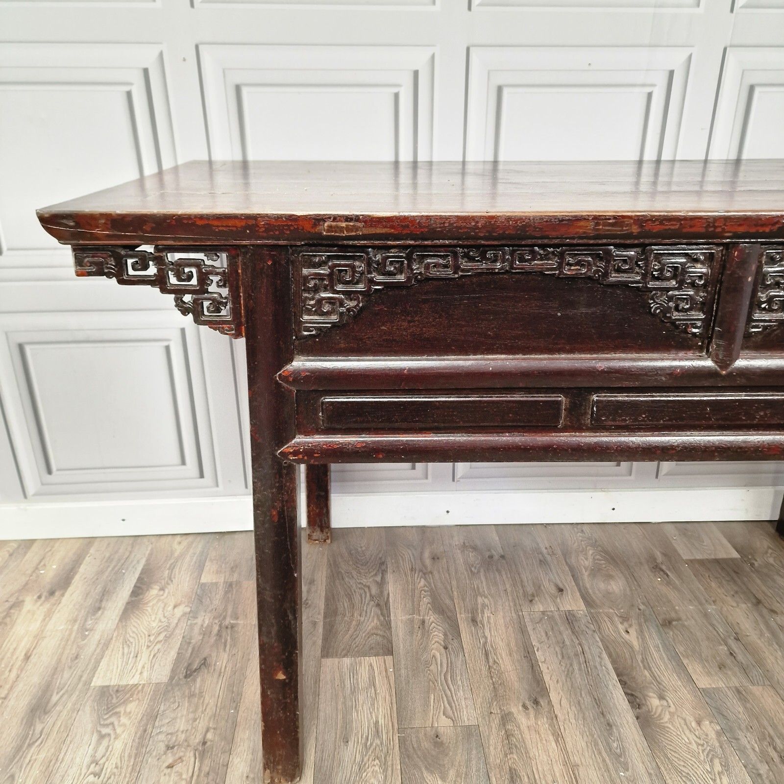 photo buy Oriental Antique Altar Table 19th Century Solid Wooden Chinese  Bench Carved