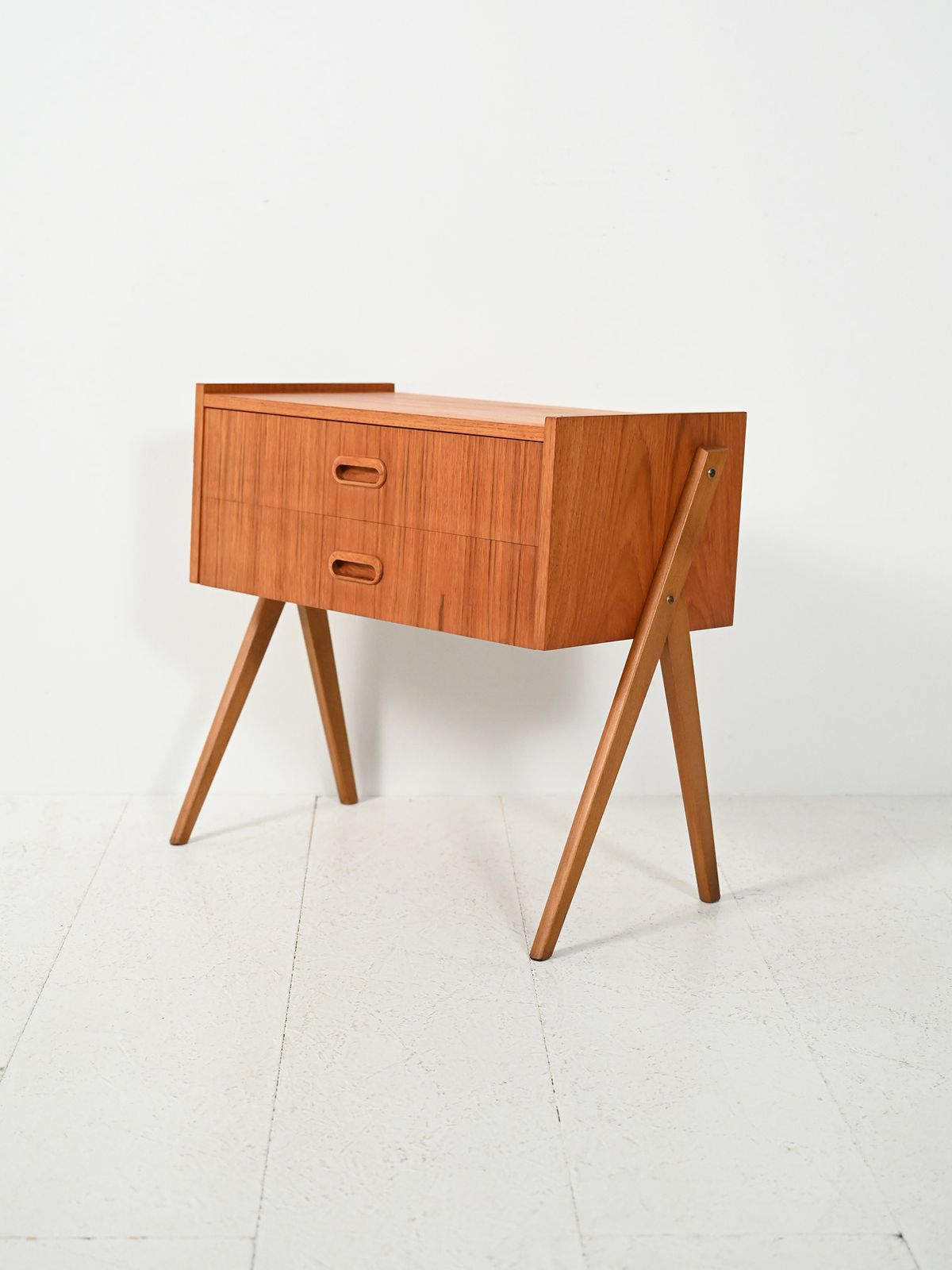 Scandinavian Teak Bedside Table With Two Drawers, 1960s photo Furniture