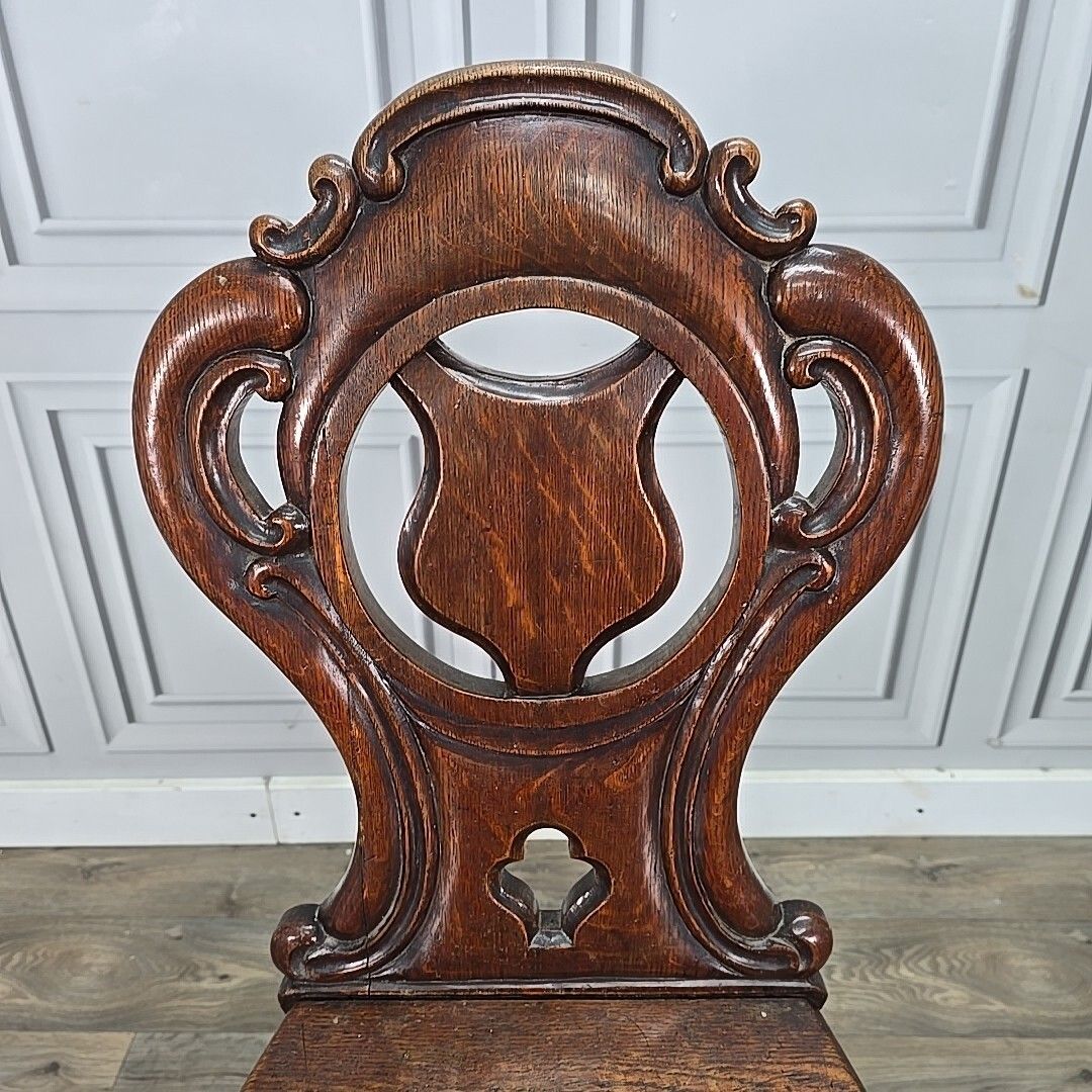 Antique Solid Wooden Chair Victorian With Carved Shield Back Walnut? Hallway photo for sale