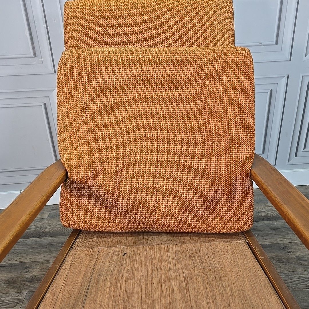 photo furniture Vintage Armchair Mid Century Modern Teak Upholstered Fireside Chair Danish