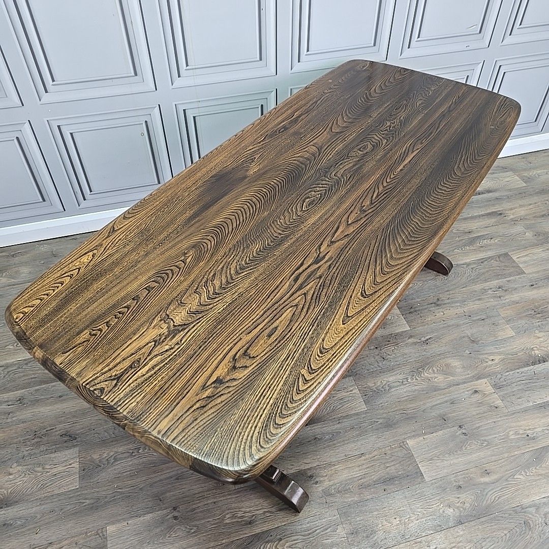 Ercol Refectory Dining Table 6ft Solid Elm Top & Beech Base – Farmhouse photo buy