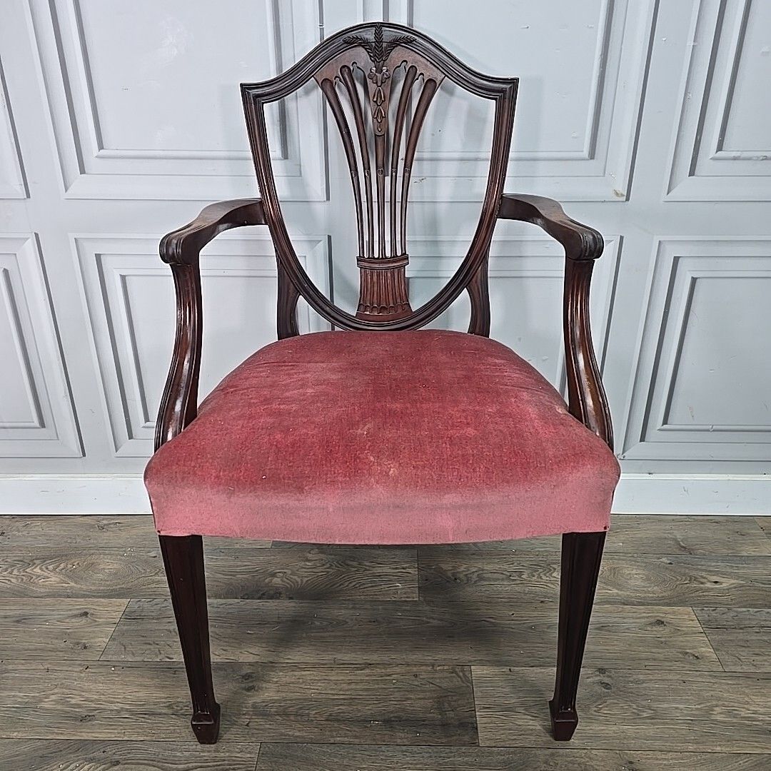 Antique Georgian Chair Hepplewhite Upholstered Shield Hall Bedroom  Mahogany photo for sale