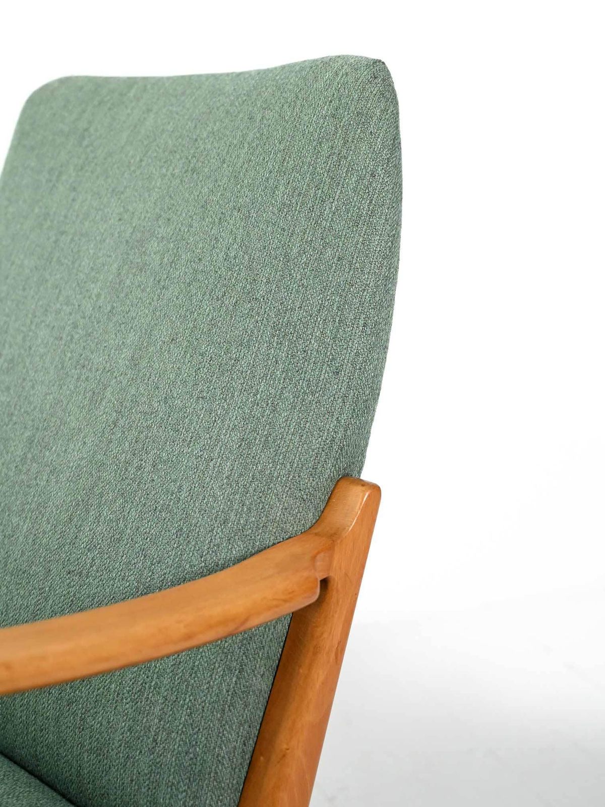 photo for sale Scandinavian Armchair From The 1950s And 1960s With Sage Green Wool Upholstery