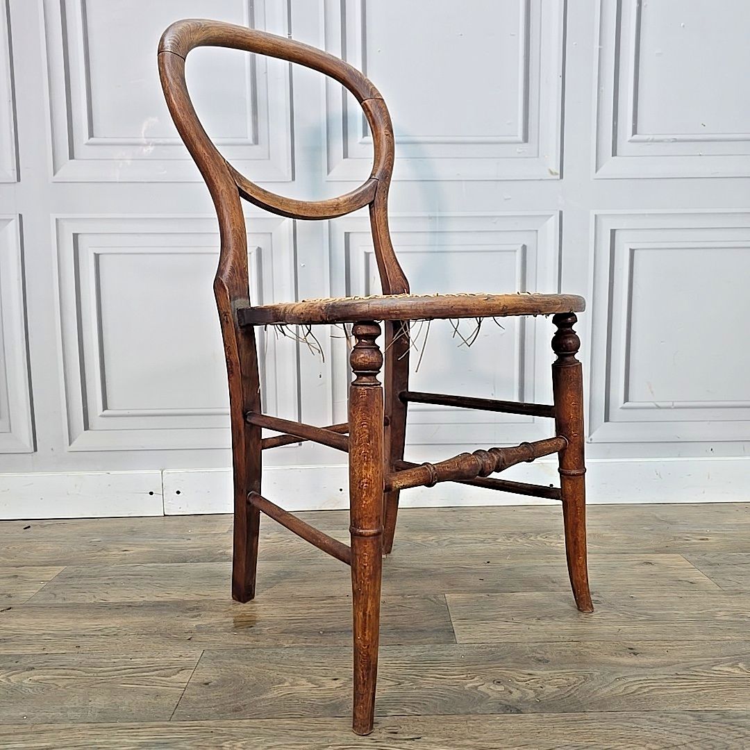 Antique Balloon Chair Turned Decorative Cane  Hall Occasional Solid Wooden photo furniture