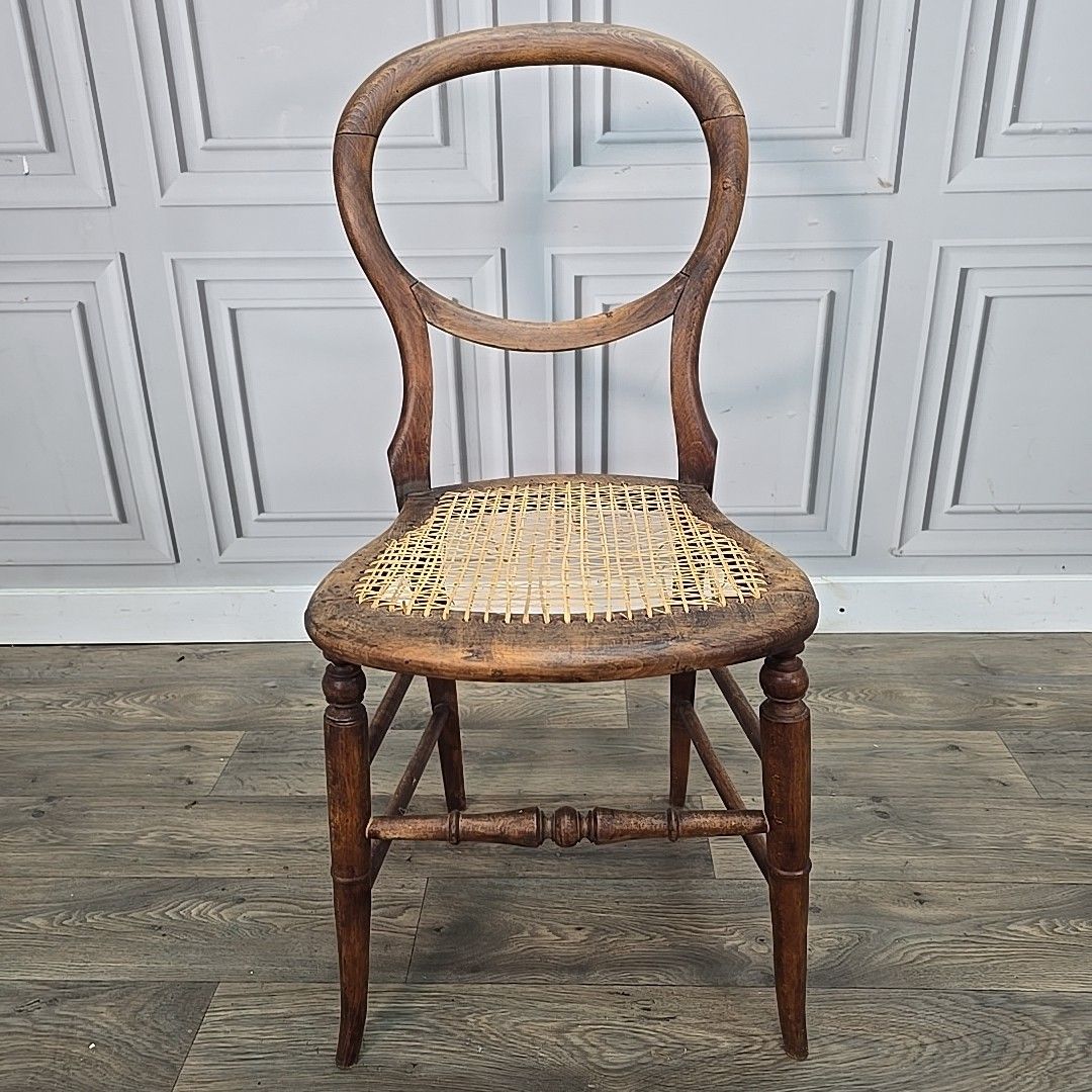 Antique Balloon Chair Turned Decorative Cane  Hall Occasional Solid Wooden photo Furniture