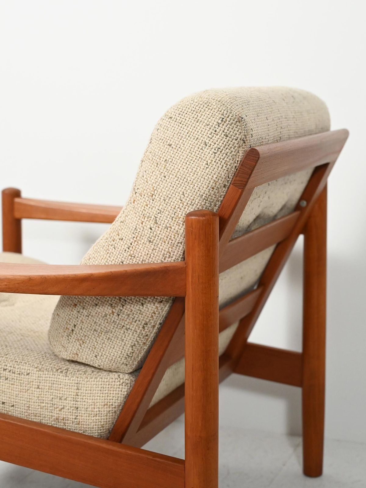 photo for sale Pair Of Danish Armchairs With Beige Cushions From The 1950s