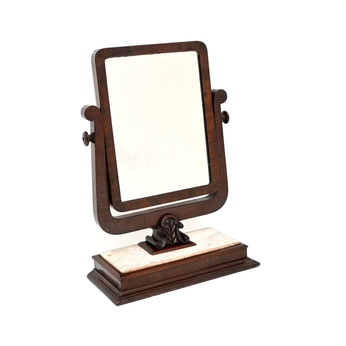 Antique Victorian Mahogany And Marble Table Top Vanity Mirror