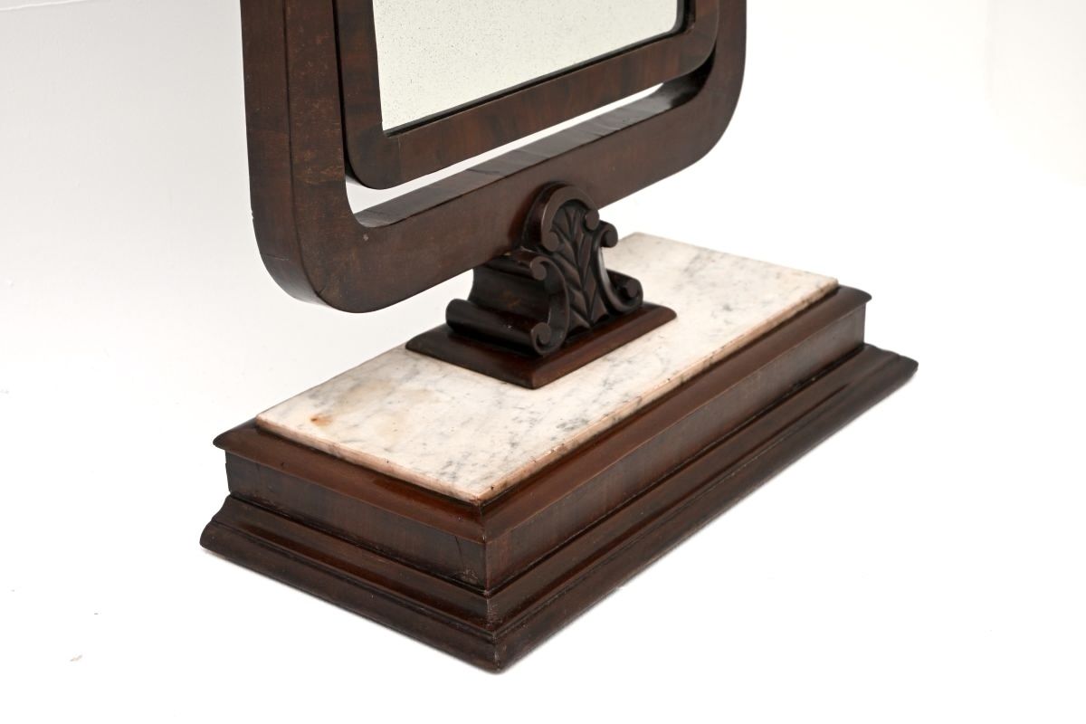 Antique Victorian Mahogany And Marble Table Top Vanity Mirror photo Furniture