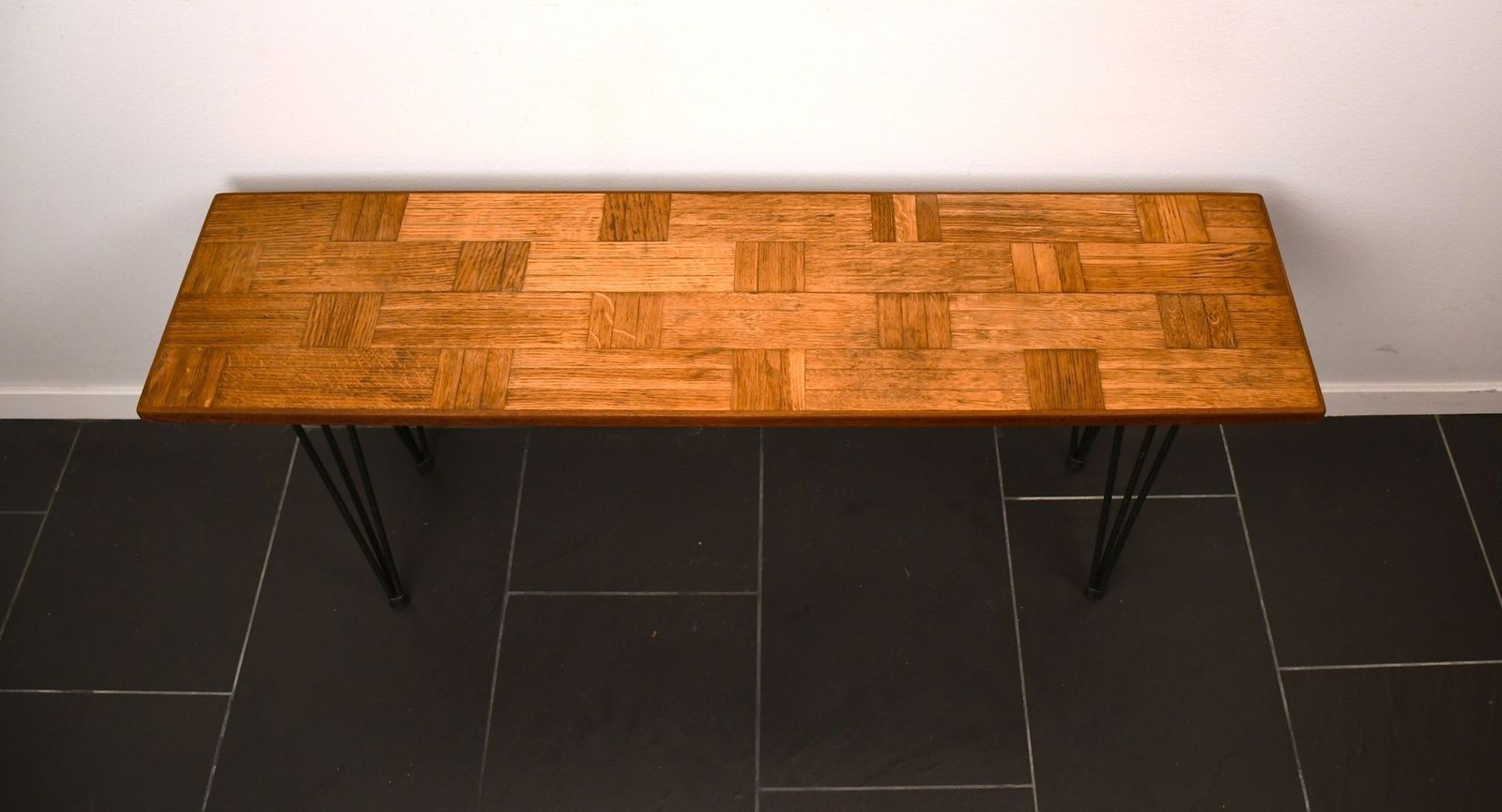 Swedish Modern Oak And Metal Flower Bench, 1950s photo Furniture