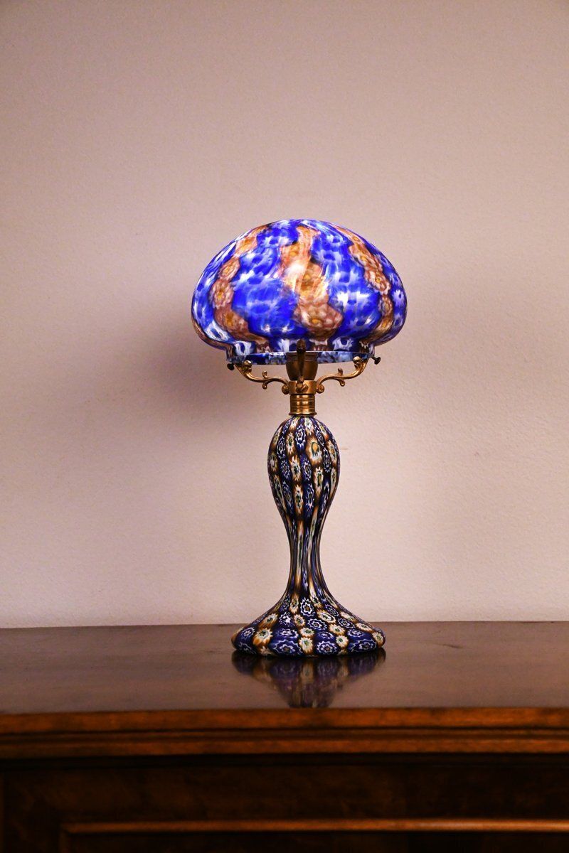 Italian Art Glass Table Lamp By Fratelli Toso, 1930s photo furniture