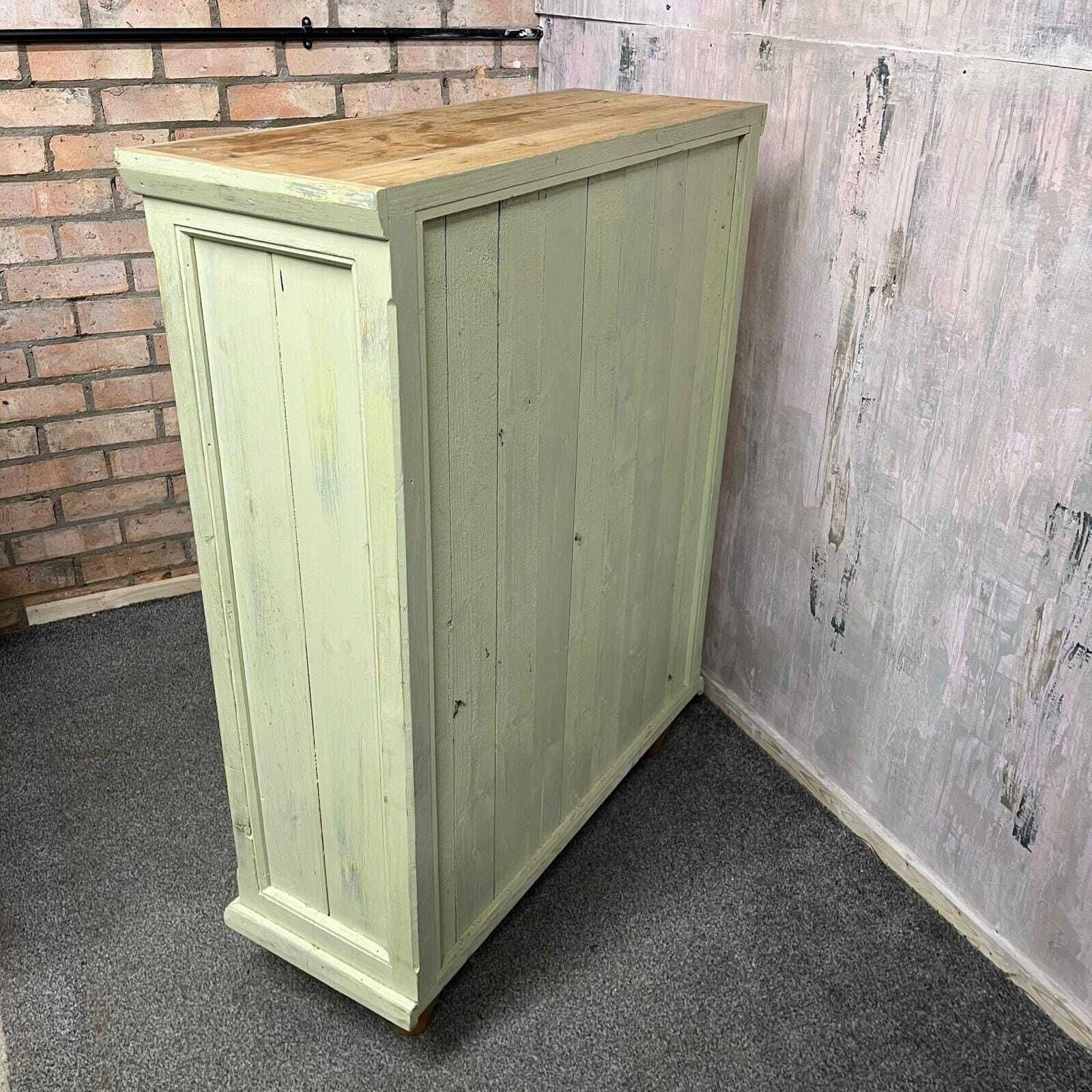 Rustic Pine Bookcase 2 Shelves Painted Green Distressed Shabby Chic Ball Feet photo vintage