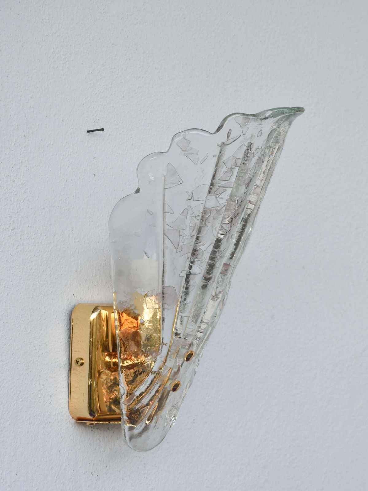 Set Of 2 Vintage Italian Murano Glass Wall Lamps, Gold Plated, 1970s photo 1377.0