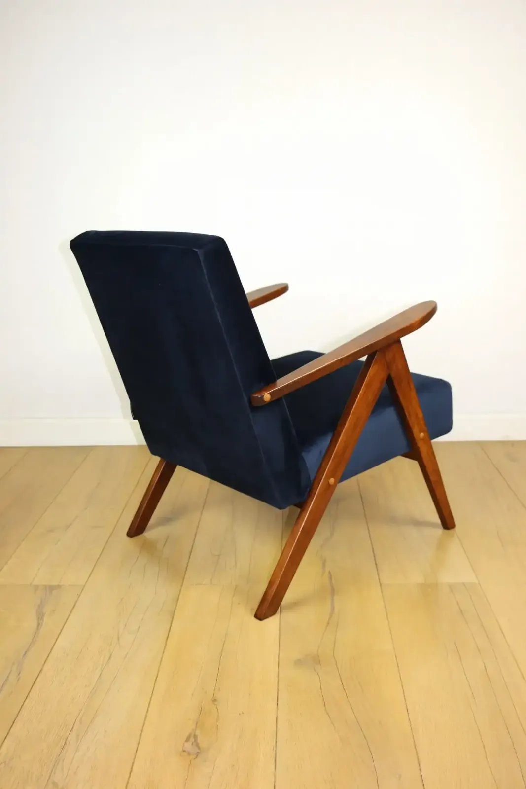photo for sale Classic Armchair Var B 310 1960s Vintage Navy Blue Velvet   Dark Wood