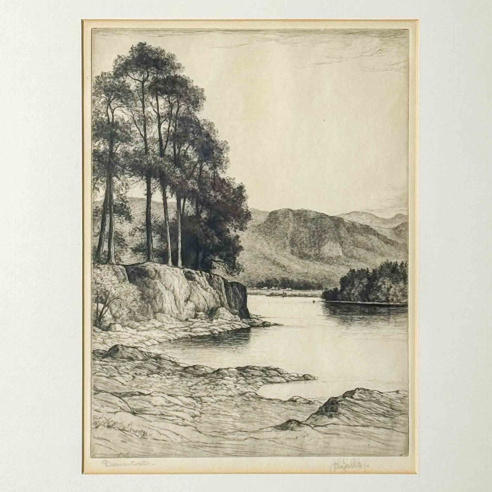 Derwent Water Etching By John Fullwood (1854   1931) photo furniture