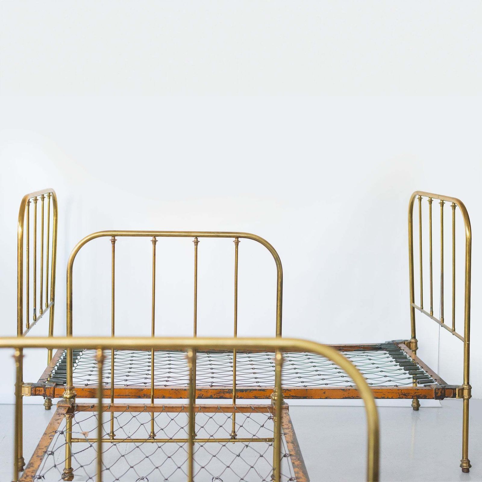 Paar Antieke Edwardiaanse Messing Tweepersoonsbedden photo 1494.0