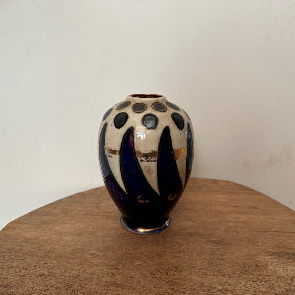 Vase From 1930, Manufactured In Quimper By Odetta, With Gilt Highlights photo furniture