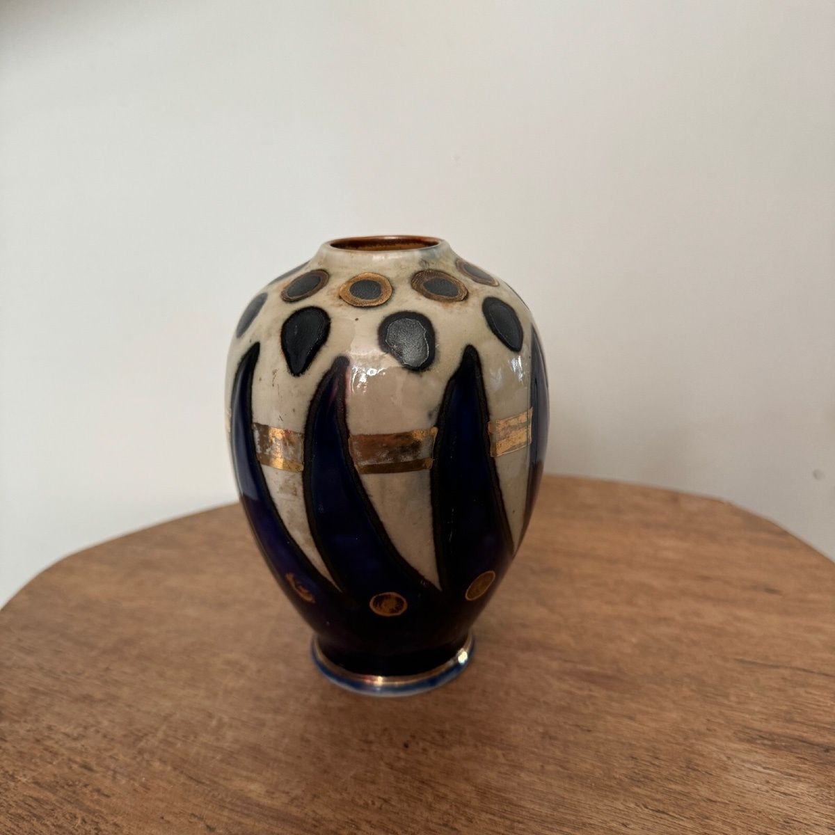 Vase From 1930, Manufactured In Quimper By Odetta, With Gilt Highlights photo 830.0