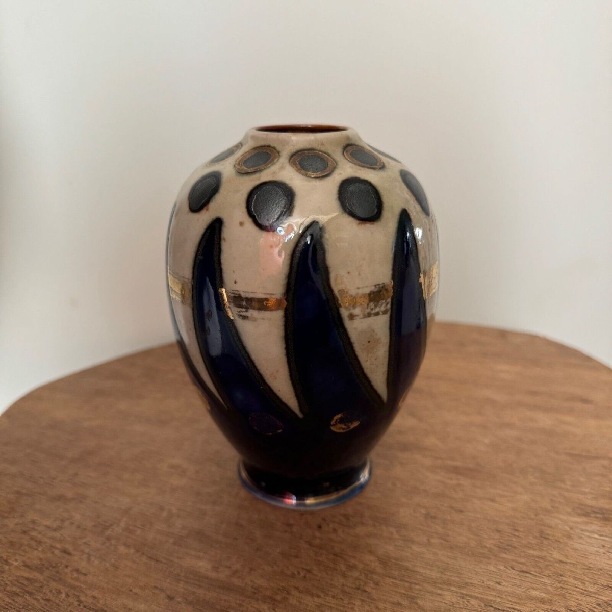 Vase From 1930, Manufactured In Quimper By Odetta, With Gilt Highlights photo buy