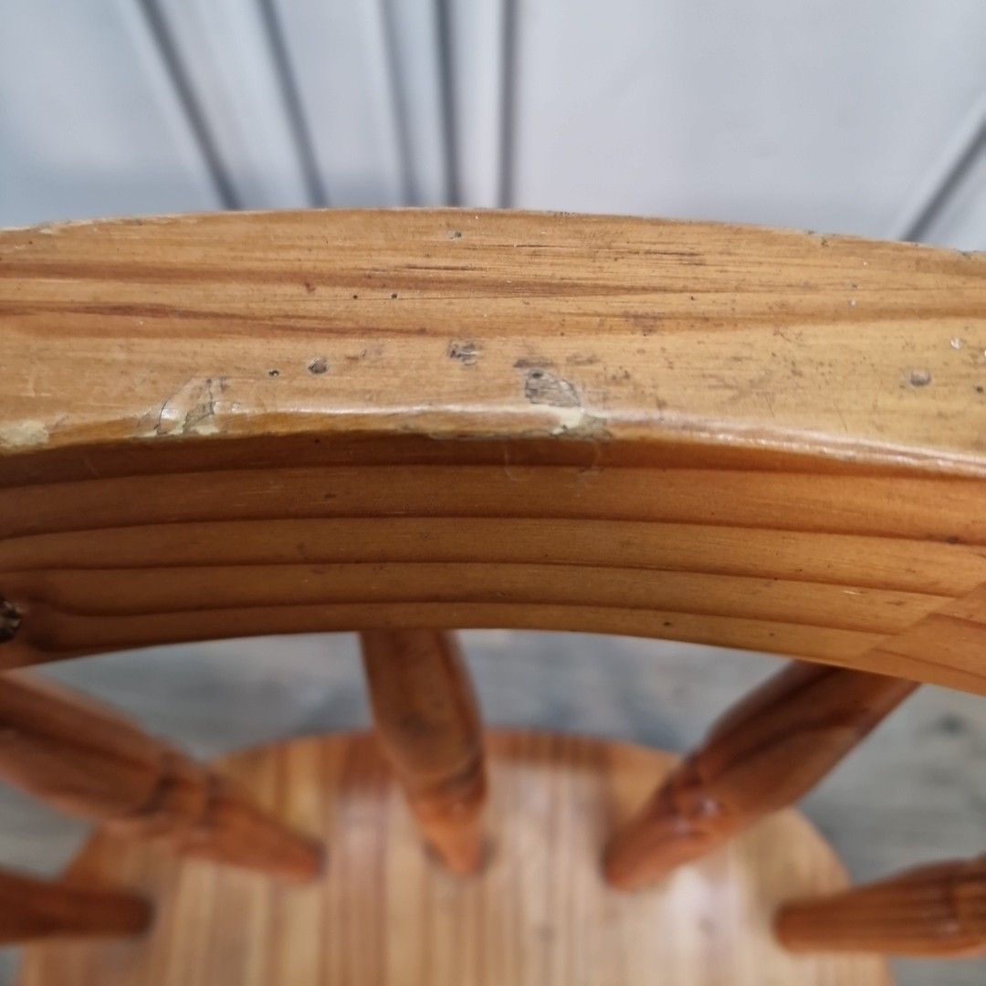 photo furniture Vintage Pine Dining Chair Solid Wood Spindle Back Farmhouse Style Retro