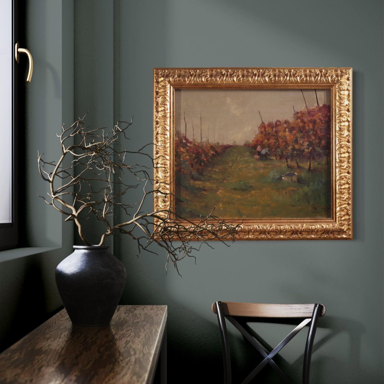 1200.0 20th Century Italian Landscape Painting The Vineyard In Druento photo