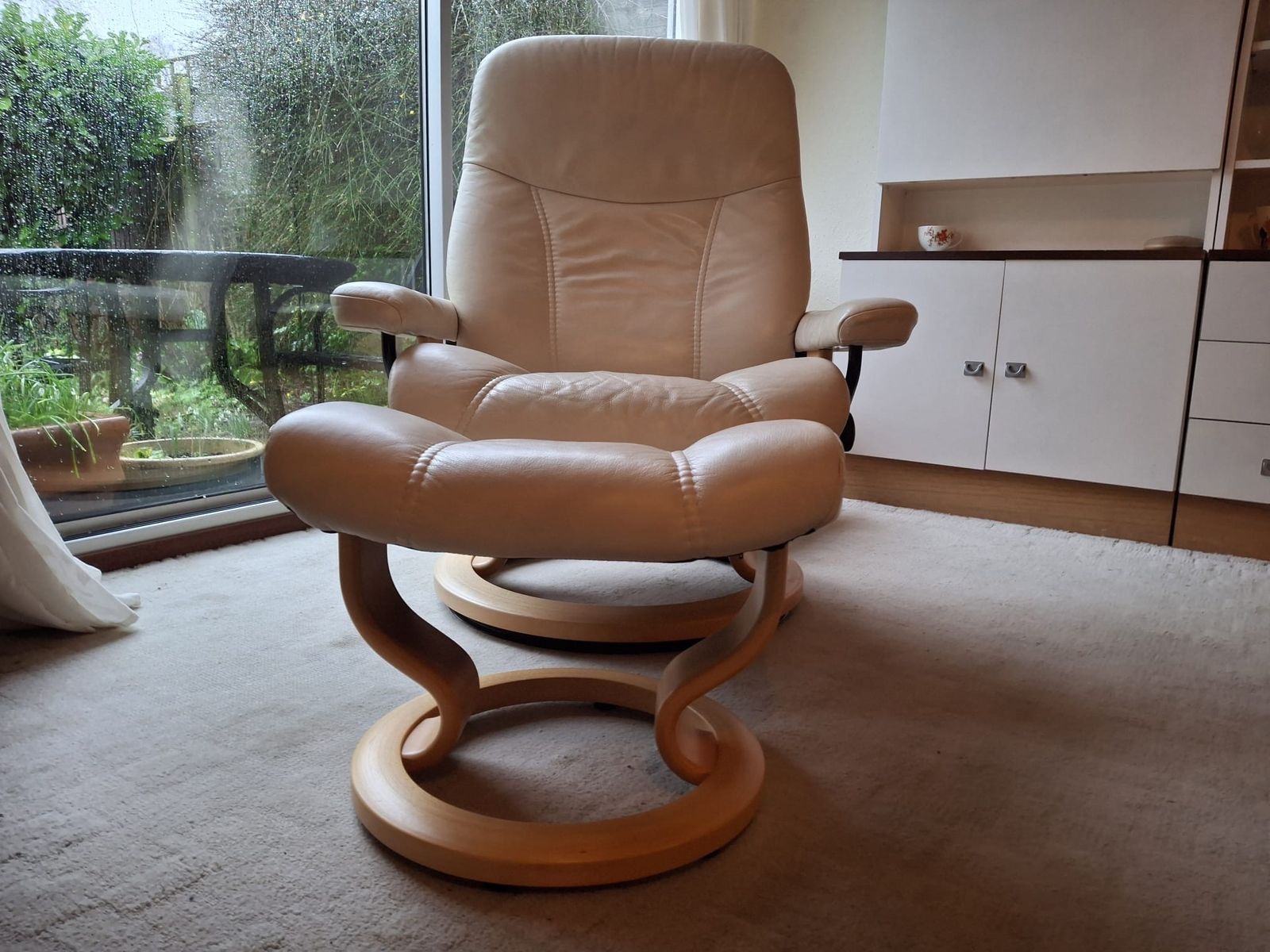 Stressless Leather Chair And Footstool (2) photo for sale
