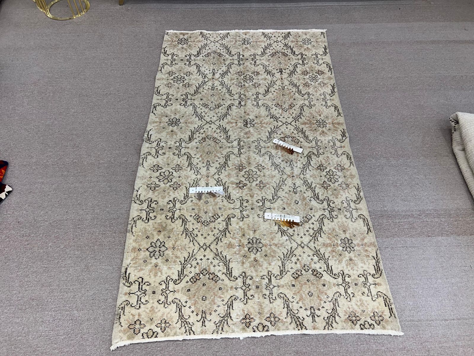 3.8x6.7 Ft Vintage Hand Knotted Turkish Wool Accent Rug With Floral Design. Y591 photo 258.0