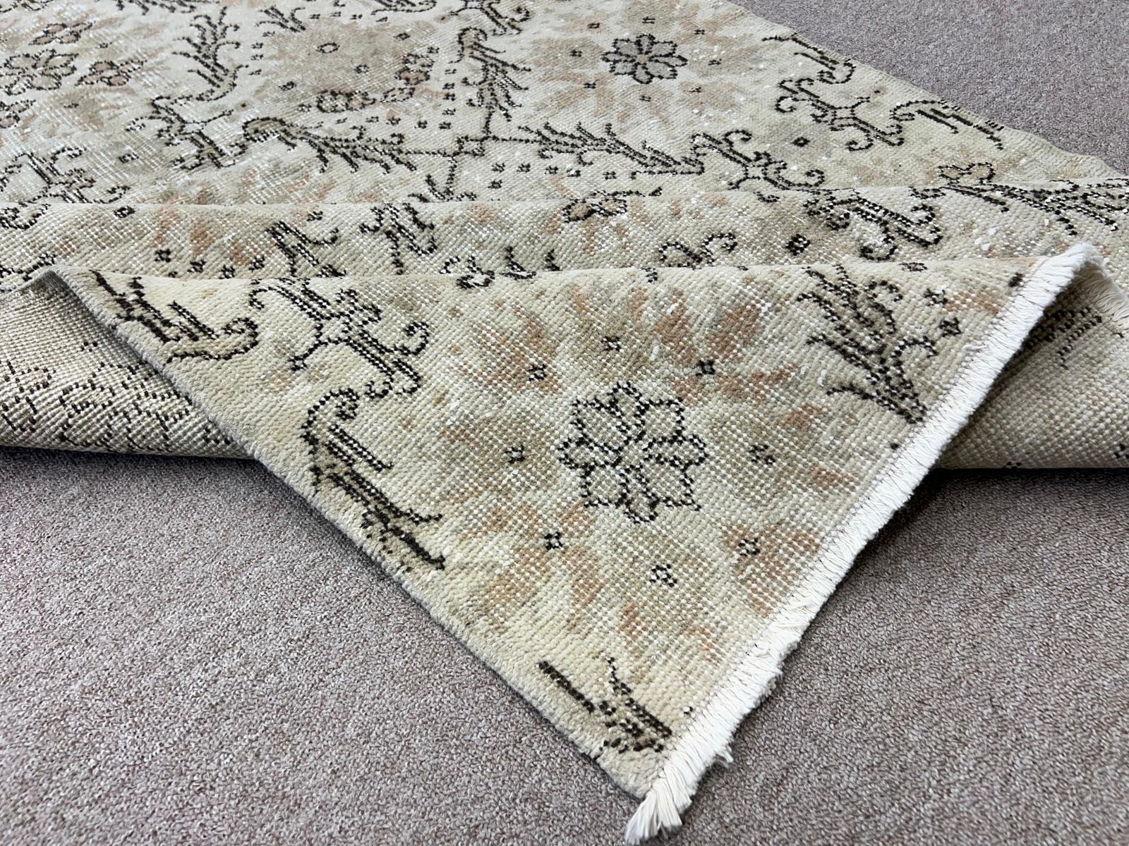 3.8x6.7 Ft Vintage Hand Knotted Turkish Wool Accent Rug With Floral Design. Y591 photo buy