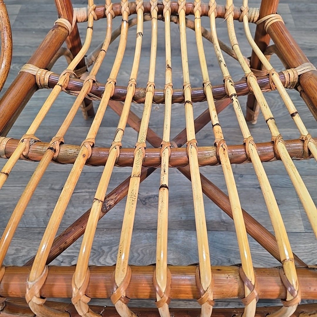 Furniture Vintage Rattan Armchair Wicker Retro Lounge Chair Seat Mid Century Modern Mcm photo