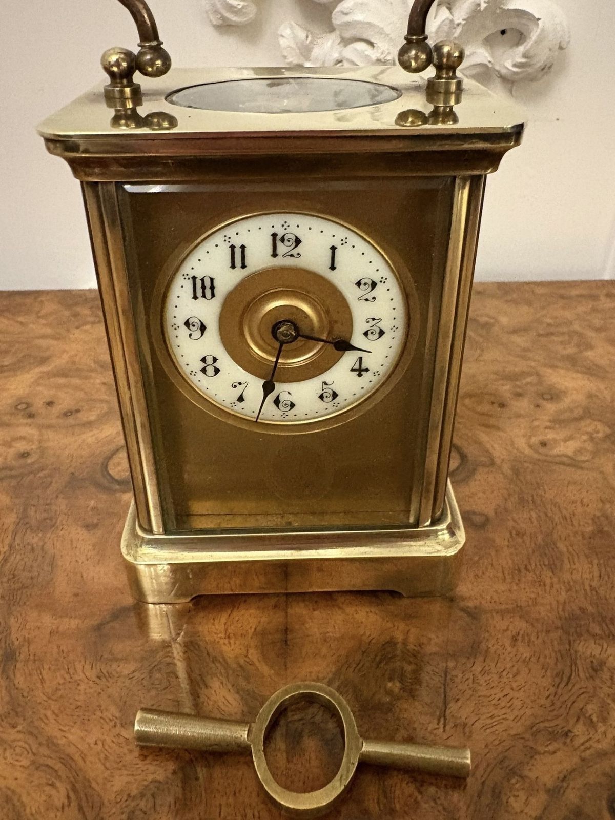 Antique 19th Century Miniature French Brass Carriage Clock photo for sale