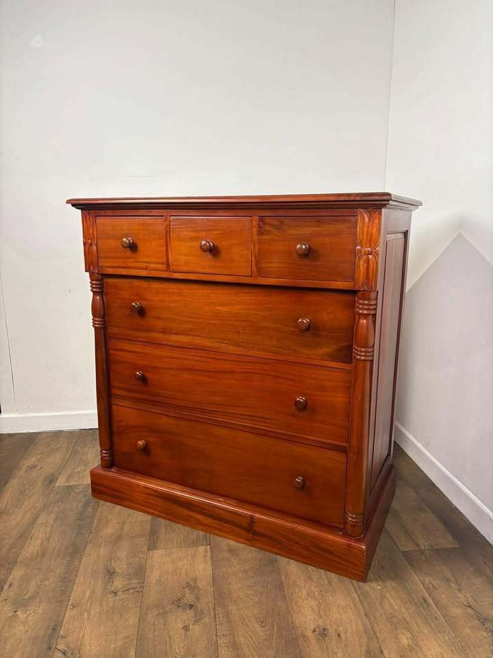 Reproduction Victorian Style Mahogany Six Drawer Bedroom Chest