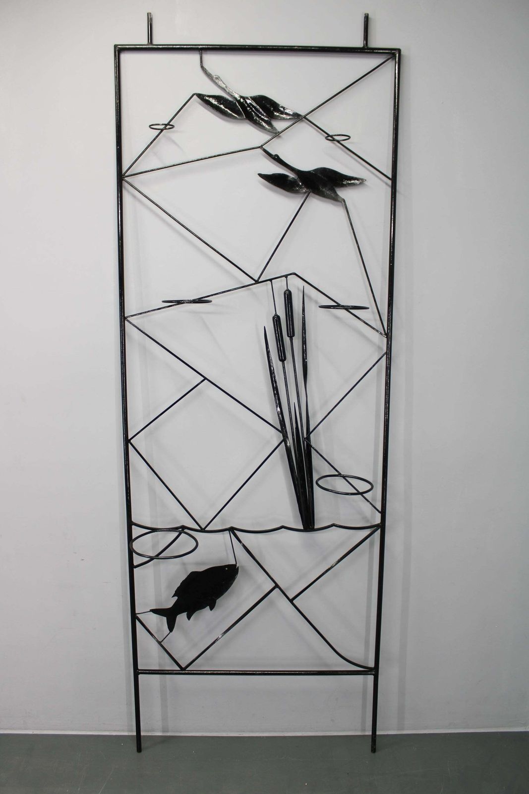 Mid Century Black Metal Room Divider Planter, 1970s photo furniture