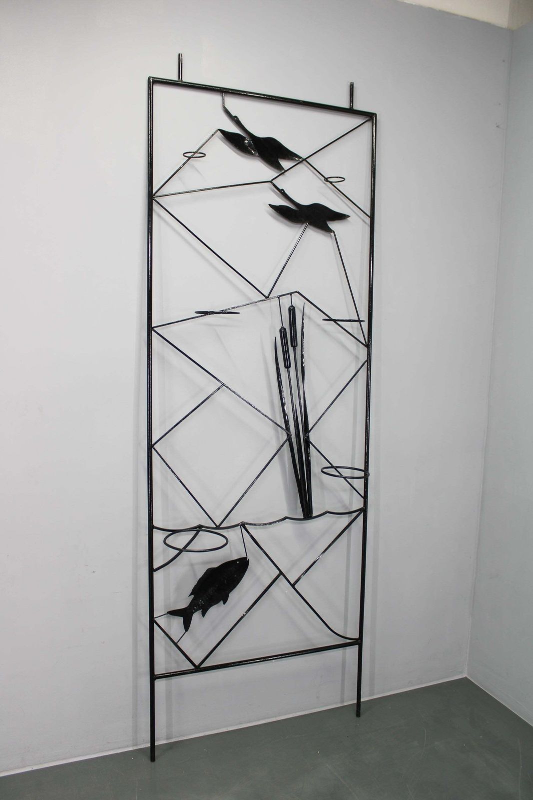 Mid Century Black Metal Room Divider Planter, 1970s photo for sale