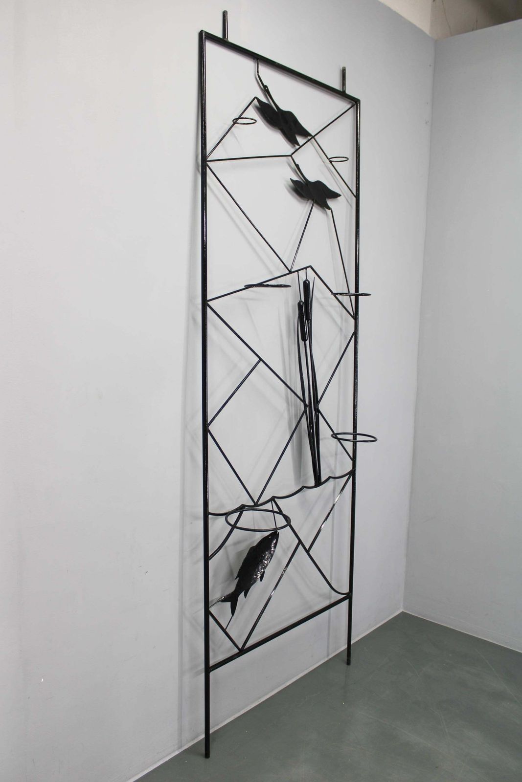 Mid Century Black Metal Room Divider Planter, 1970s photo Home Decor