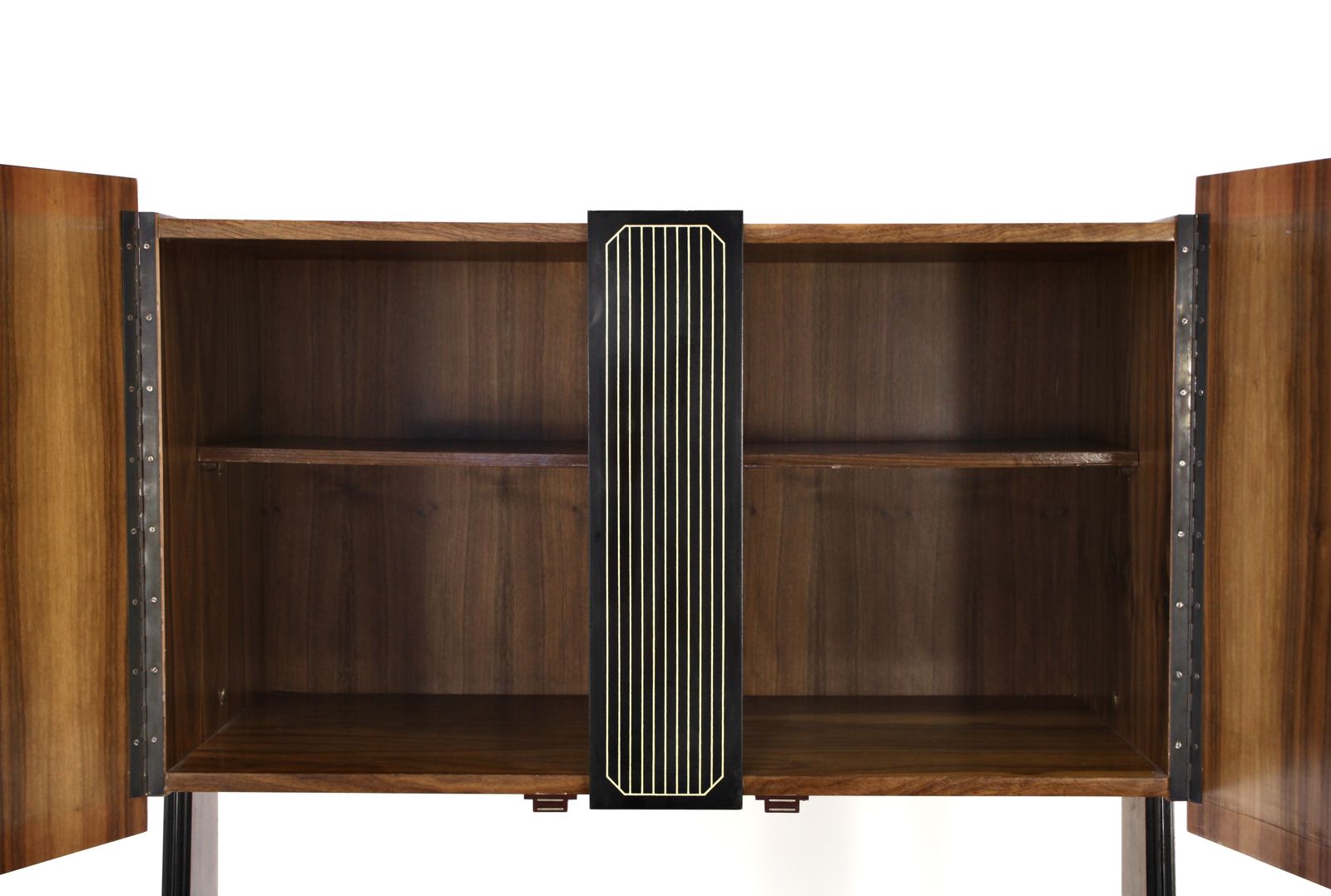 Midcentury Italian Freestanding Modular Bookshelf In Teak And Brass photo Furniture