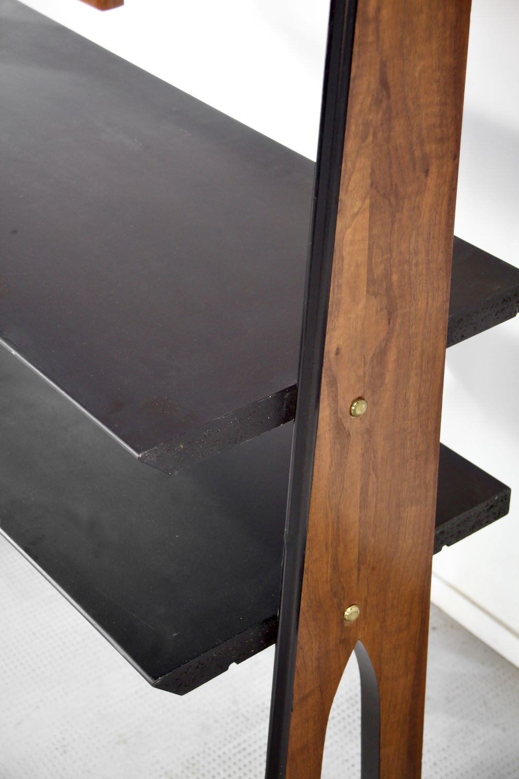 Midcentury Italian Freestanding Modular Bookshelf In Teak And Brass photo vinterior