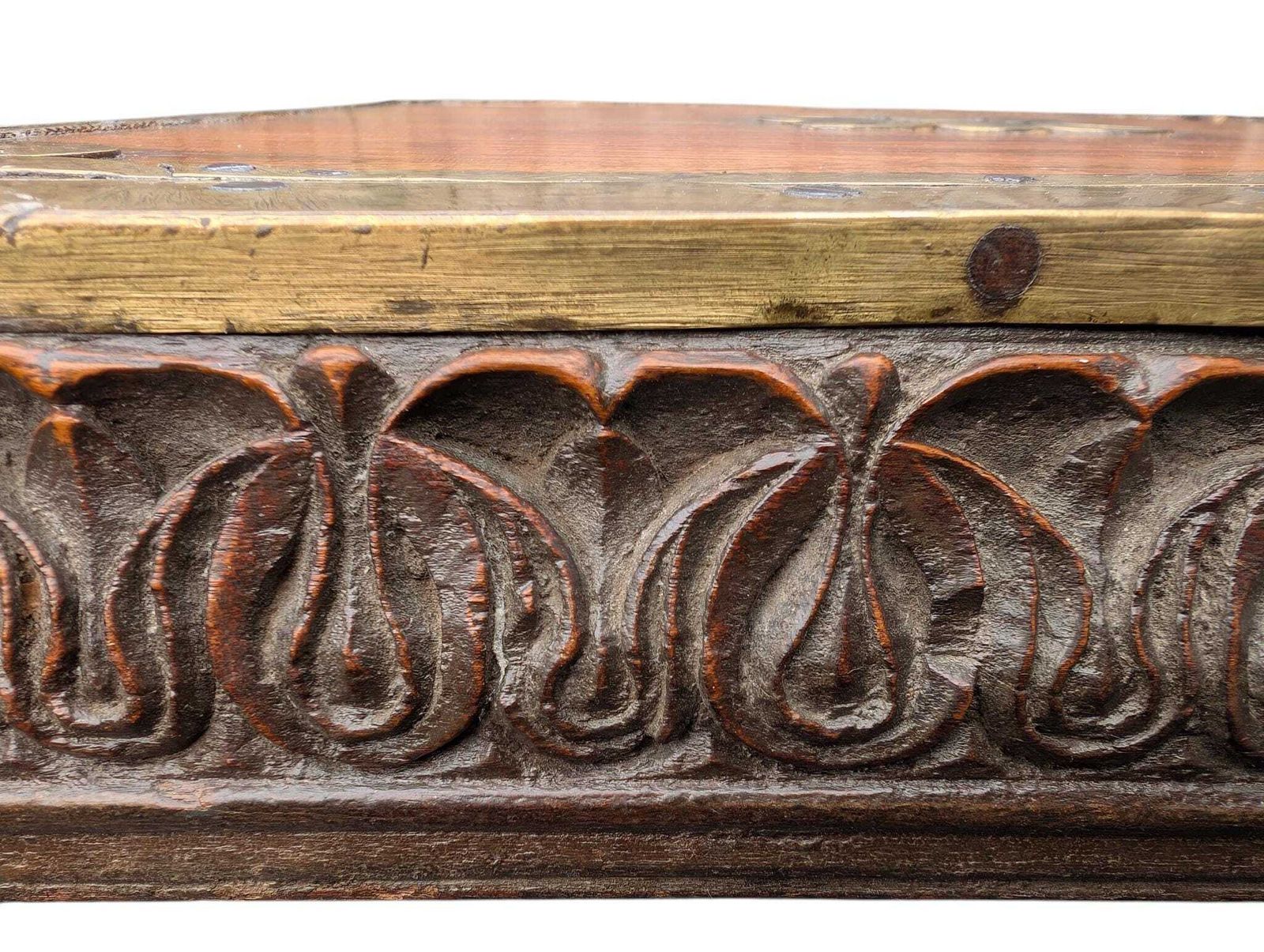 Antique Indian Bajot Low Table – 19th Century Carved Teak Chowki photo vintage