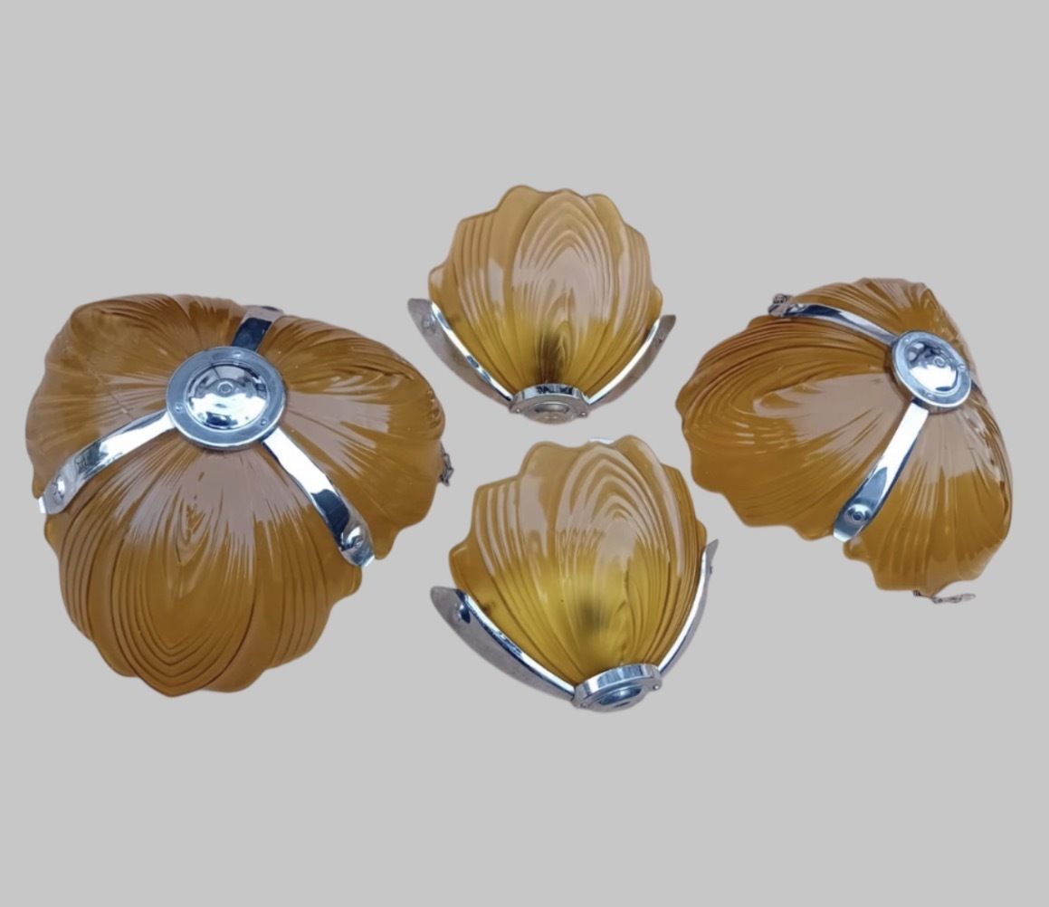 Set Of Four Art Deco Amber Glass Light Fittings photo furniture