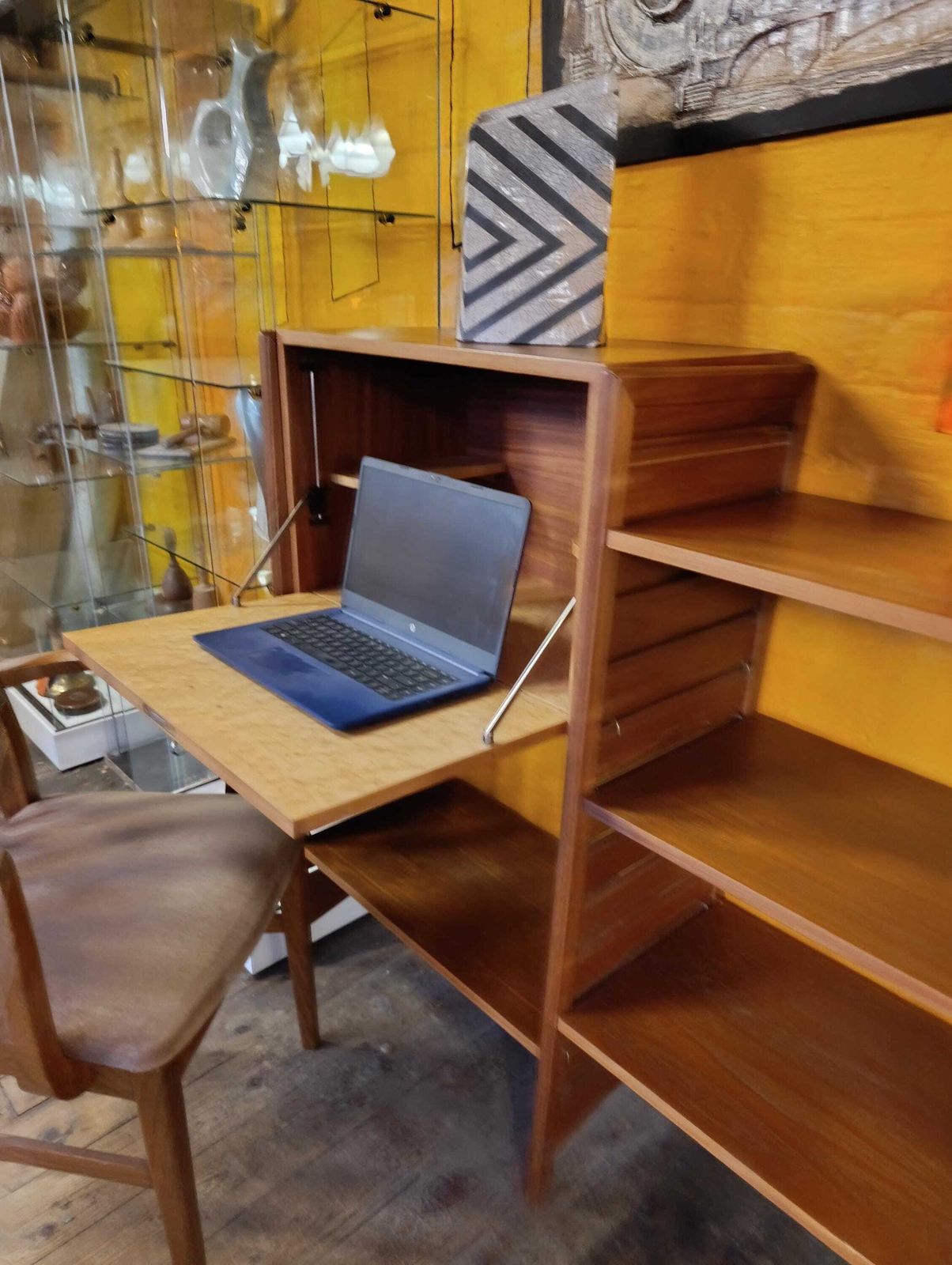 Mid Century Teak Two Bay Ladderax Unit With Bureau Cabinet photo furniture