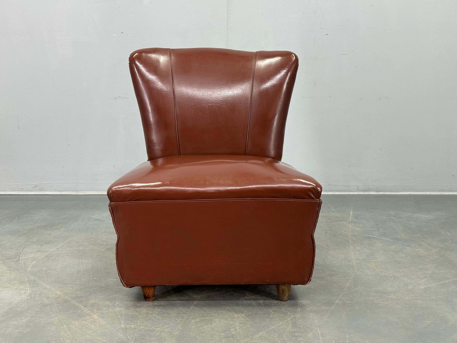 1950s Italian Mid Century Leatherette Lounge Chair photo for sale