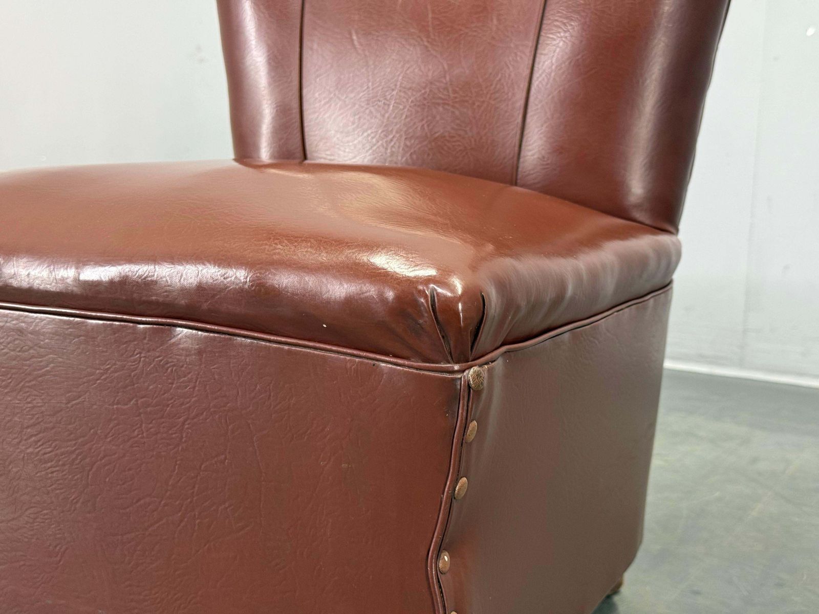 1950s Italian Mid Century Leatherette Lounge Chair photo vinterior
