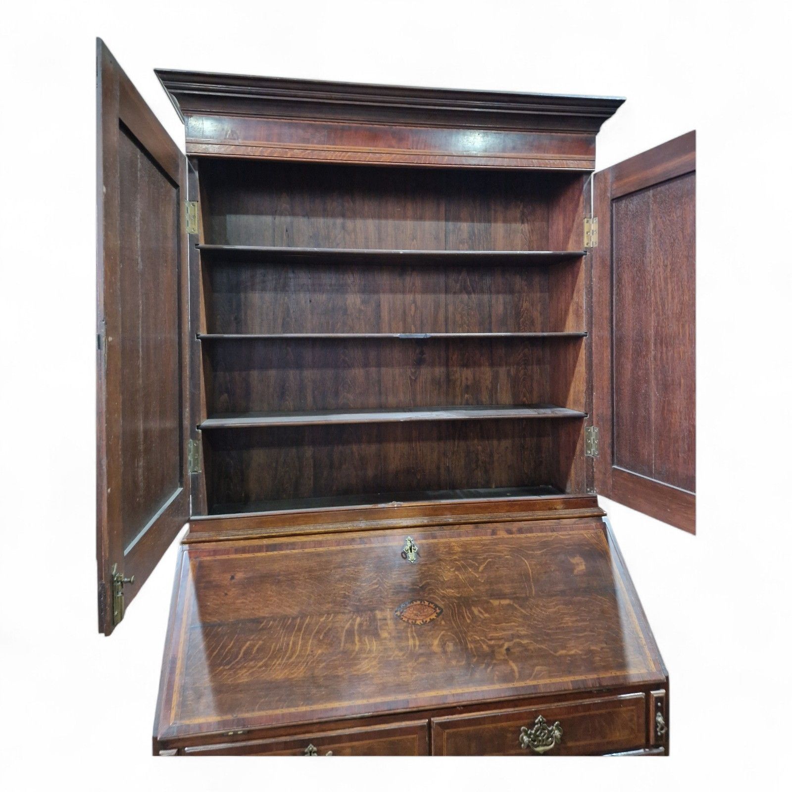 Victorian Inlaid Oak Bureau Bookcase Georgian Revival C1890 Writing Desk Drawers photo buy