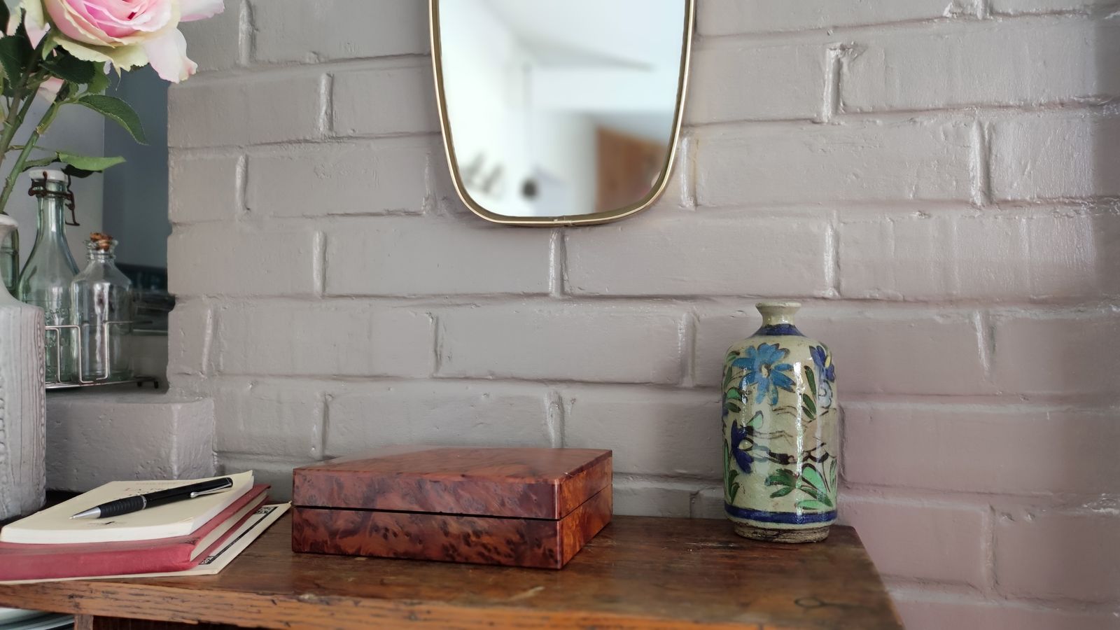 photo vintage Art Deco Burl Wood Rectangular Lidded Box