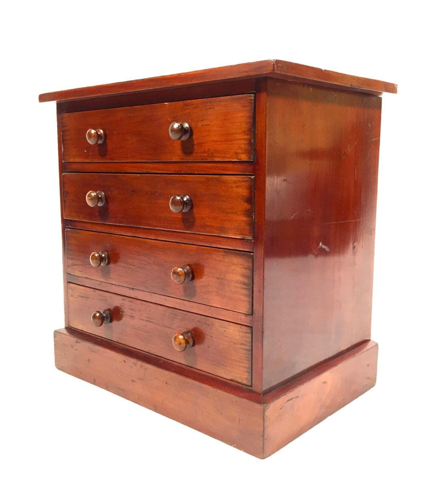 Antique Tabletop Stained Pine Wooden Chest Of Specimen Collectors Drawers C.1930 photo furniture