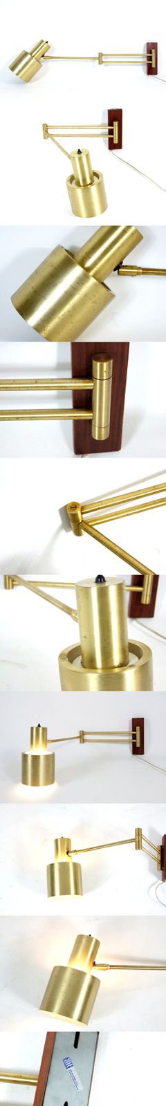 Retro Vintage Danish Jo Hammerborg Fog & Morup Brass Wall Lamp Light 60s 70s photo furniture